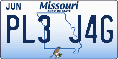 MO license plate PL3J4G