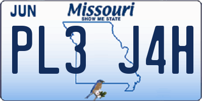 MO license plate PL3J4H