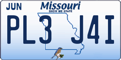 MO license plate PL3J4I