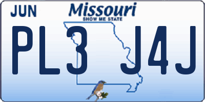 MO license plate PL3J4J