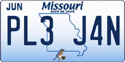 MO license plate PL3J4N