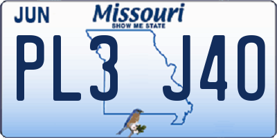MO license plate PL3J4O