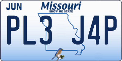 MO license plate PL3J4P