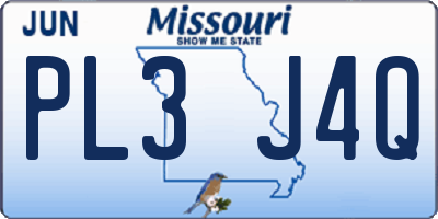 MO license plate PL3J4Q