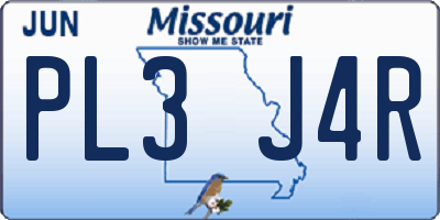 MO license plate PL3J4R