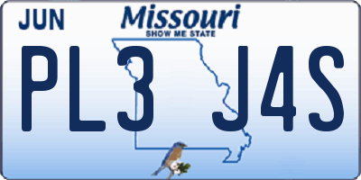 MO license plate PL3J4S