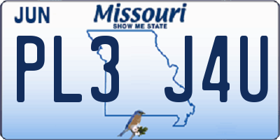 MO license plate PL3J4U