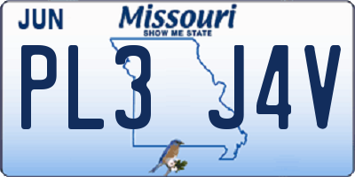 MO license plate PL3J4V