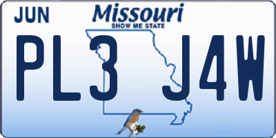 MO license plate PL3J4W