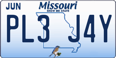 MO license plate PL3J4Y