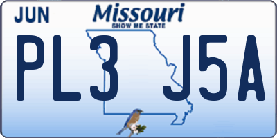 MO license plate PL3J5A