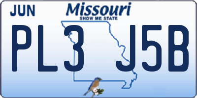 MO license plate PL3J5B