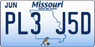 MO license plate PL3J5D