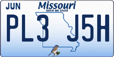 MO license plate PL3J5H