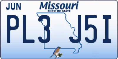 MO license plate PL3J5I