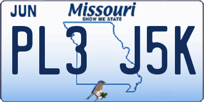 MO license plate PL3J5K