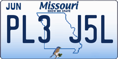 MO license plate PL3J5L