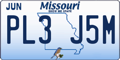 MO license plate PL3J5M