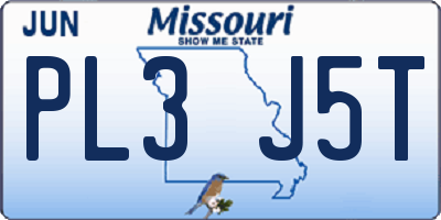 MO license plate PL3J5T