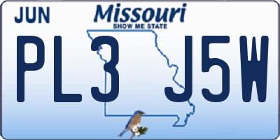 MO license plate PL3J5W