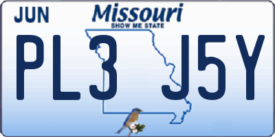 MO license plate PL3J5Y