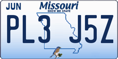 MO license plate PL3J5Z