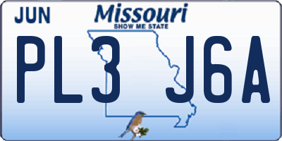 MO license plate PL3J6A