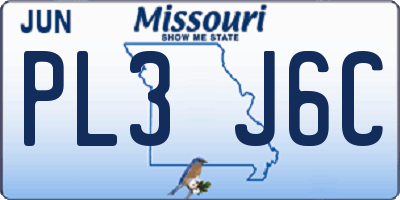 MO license plate PL3J6C