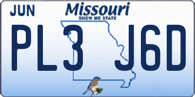 MO license plate PL3J6D