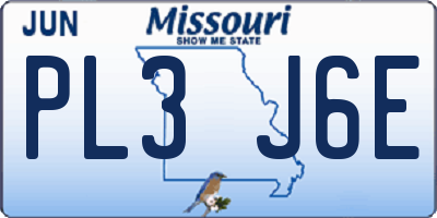 MO license plate PL3J6E