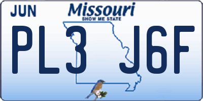 MO license plate PL3J6F
