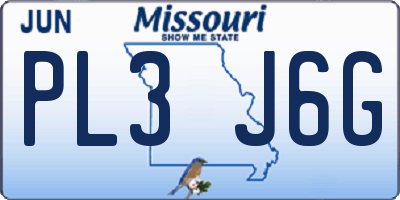 MO license plate PL3J6G