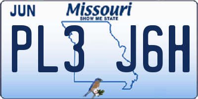 MO license plate PL3J6H