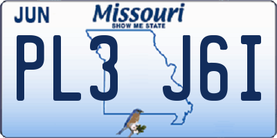 MO license plate PL3J6I