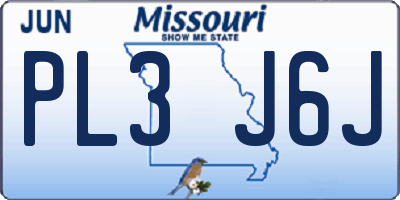 MO license plate PL3J6J