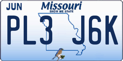 MO license plate PL3J6K