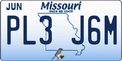 MO license plate PL3J6M