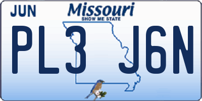 MO license plate PL3J6N