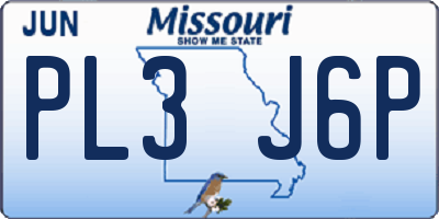MO license plate PL3J6P