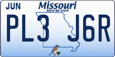 MO license plate PL3J6R