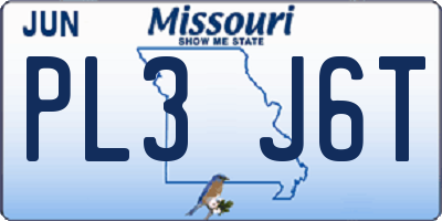 MO license plate PL3J6T