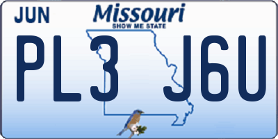 MO license plate PL3J6U