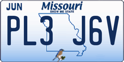 MO license plate PL3J6V