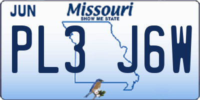 MO license plate PL3J6W