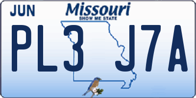 MO license plate PL3J7A
