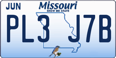 MO license plate PL3J7B