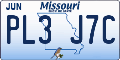 MO license plate PL3J7C