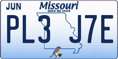 MO license plate PL3J7E