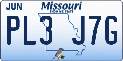 MO license plate PL3J7G