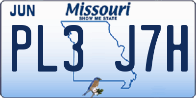 MO license plate PL3J7H